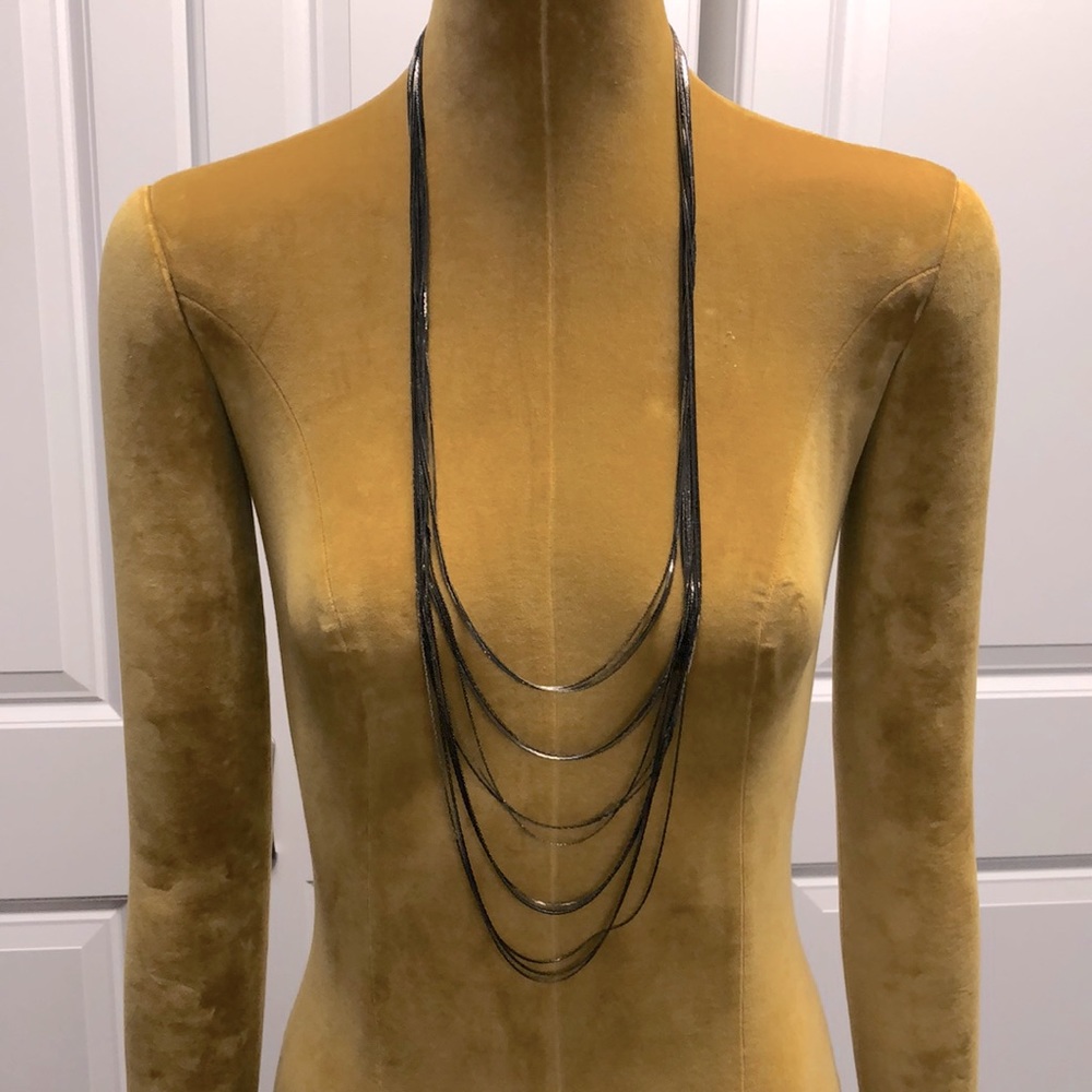 Pewter Color Multi-Strand Necklace - image 1